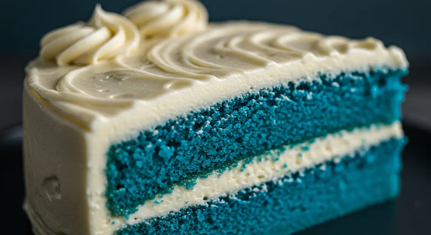 decorated-blue-velvet-cake Decorated Blue Velvet Cake with blueberries and mint leaves