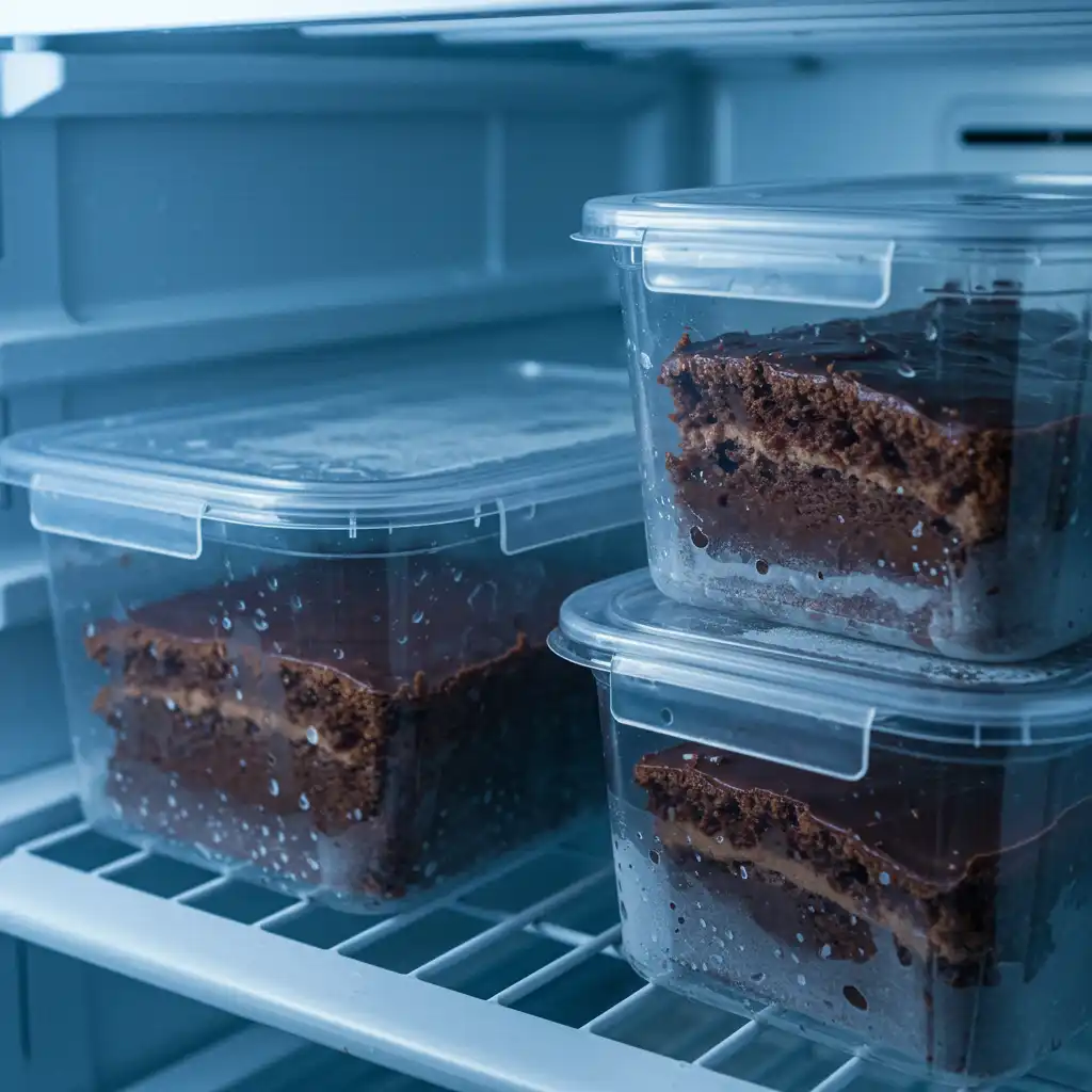 Freezing cake slices in Tupperware as a cake storage hack