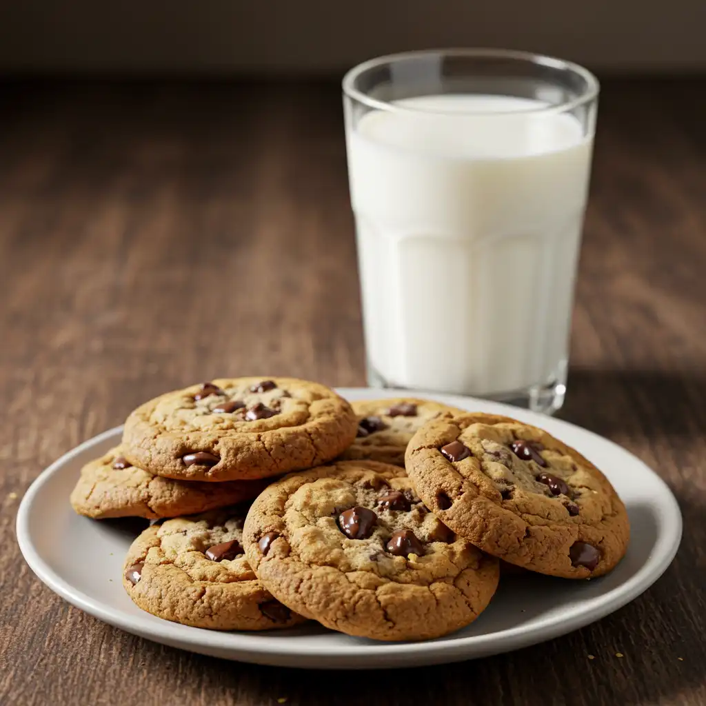 Best chocolate chip cookies served with milk