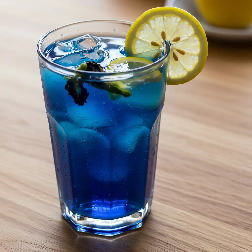 All natural mounjaro recipe drink with butterfly pea flower and lemon