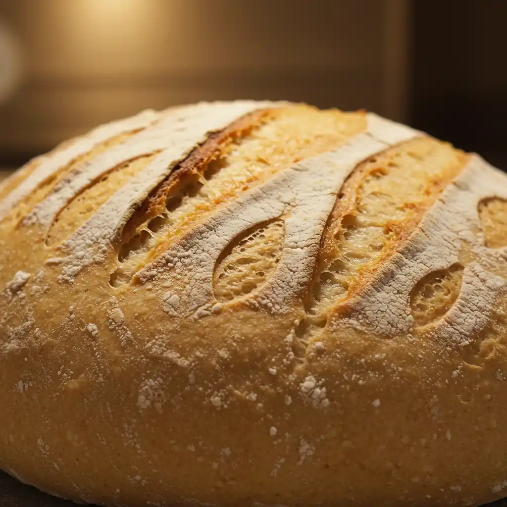 Freshly baked sourdough bread with crispy crust