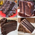 Delicious homemade chocolate cake with chocolate frosting and decorations