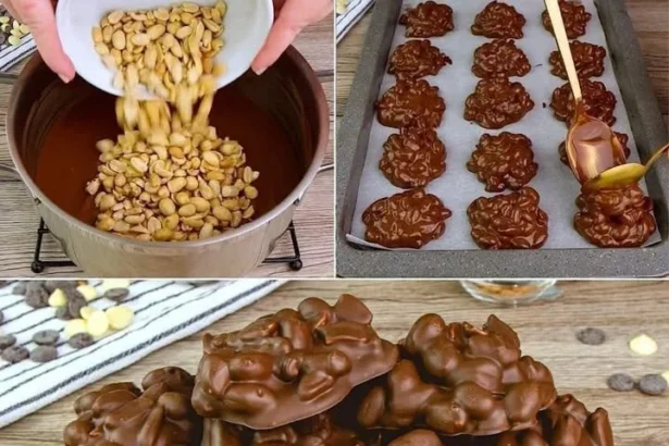 Bowl of chocolate-covered almonds and cashews