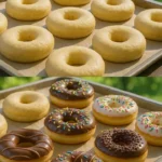 An assortment of colorful doughnuts with sprinkles and frosting.