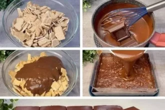 Delicious no oven cake topped with fresh fruits and cream