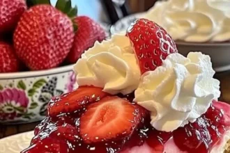 Delicious strawberry swirl cheesecake with vibrant strawberry topping